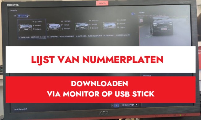 Lijst van nummerplaten downloaden via monitor op usb stick