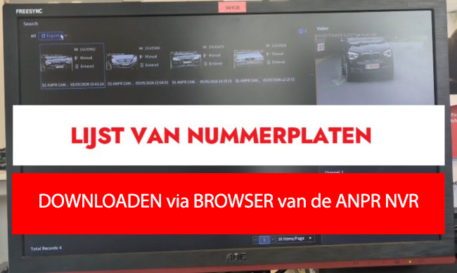 De beste manier om een lijst van nummerplaten te downloaden is via de browser van het ANPR Fort Knox opnamesysteem.