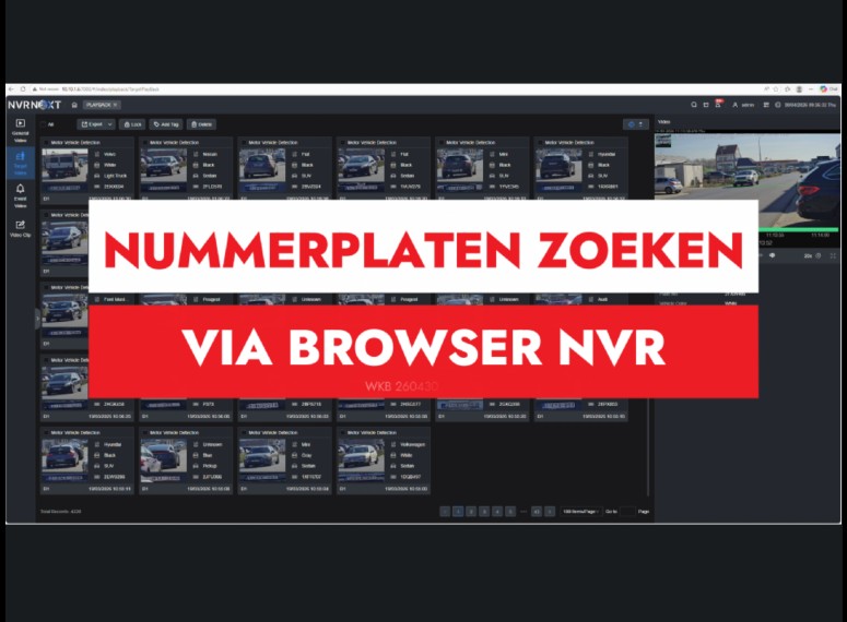 Nummerplaten opzoeken via de browser van het ANPR Fort Knox opnamesysteem.